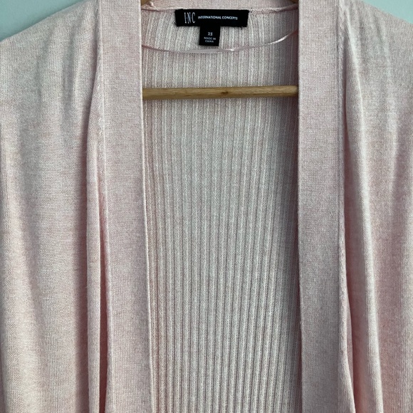 INC Pink Light Weight Open Front Long Sleeve Duster Style Cardigan Size XS - Picture 3 of 10